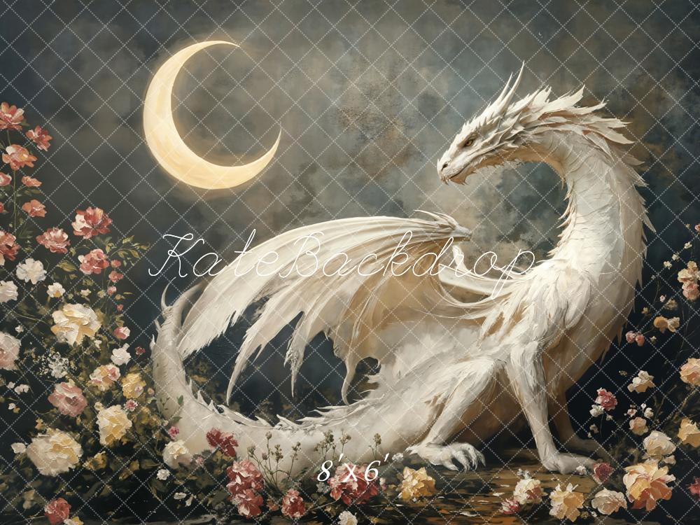 Kate Fantastique Dragon Lune Fleurs Toile de fond conçue par Emetselch - Kate Backdrop FR