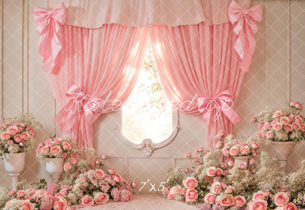 Kate Fleurs Rose Fenêtre Rideau Nœud Toile de fond conçue par Emetselch - Kate Backdrop FR