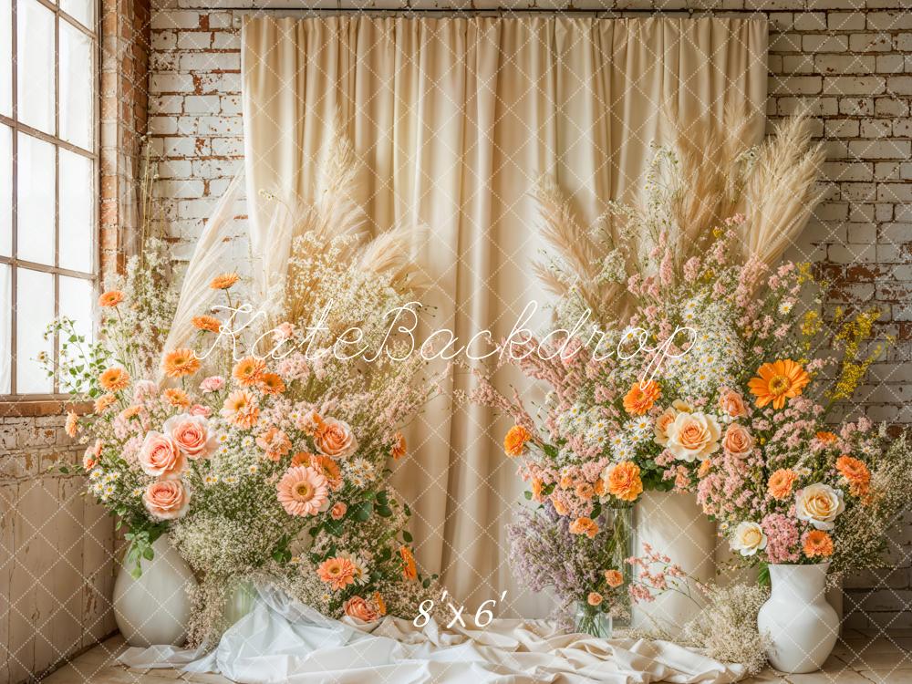 Kate Bohème Fleurs Rideaux Mur Vintage Toile de fond conçue par Emetselch - Kate Backdrop FR