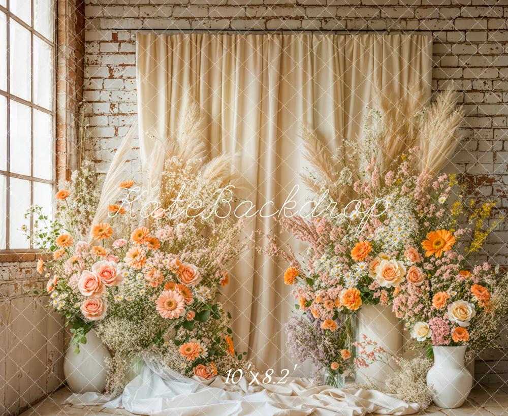 Kate Bohème Fleurs Rideaux Mur Vintage Toile de fond conçue par Emetselch - Kate Backdrop FR