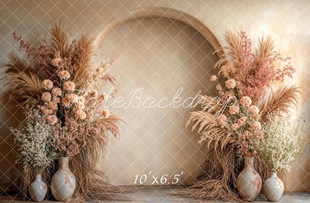 Kate Bohème Fleurs Arche Beige Toile de fond conçue par Emetselch - Kate Backdrop FR