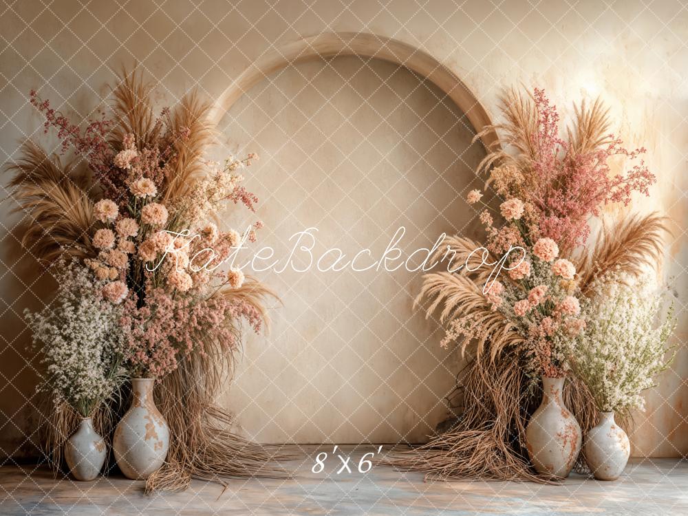 Kate Bohème Fleurs Arche Beige Toile de fond conçue par Emetselch - Kate Backdrop FR