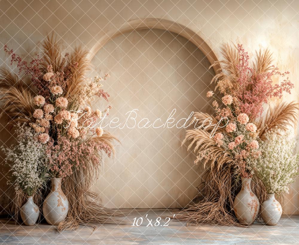 Kate Bohème Fleurs Arche Beige Toile de fond conçue par Emetselch - Kate Backdrop FR