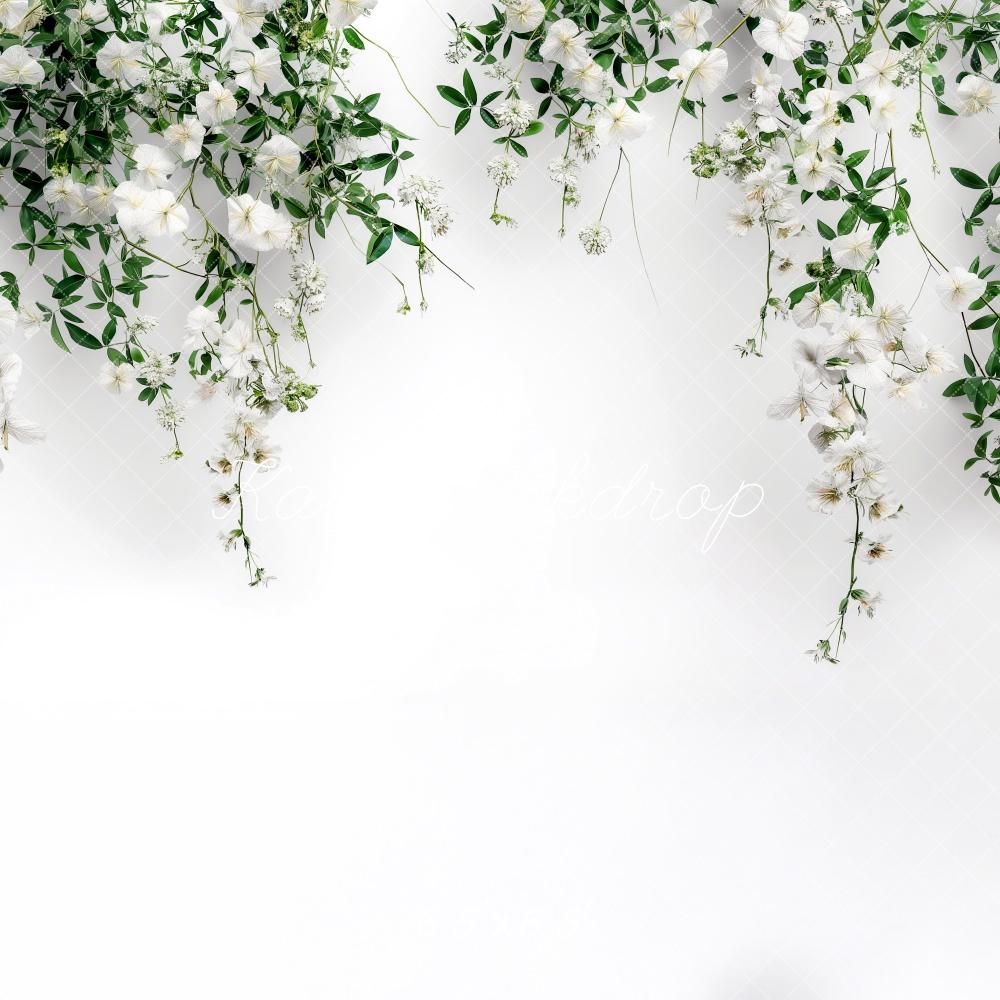 Kate Blanc Fleurs Mariage Printemps Toile de fond conçue par Kerry Anderson - Kate Backdrop FR