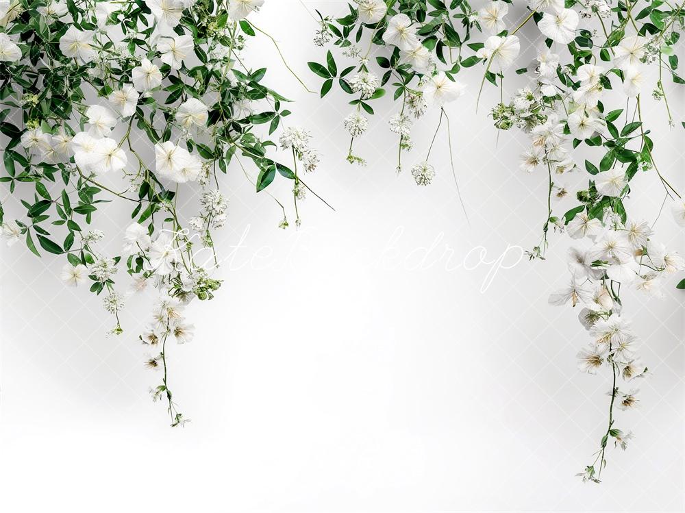 Kate Blanc Fleurs Mariage Printemps Toile de fond conçue par Kerry Anderson - Kate Backdrop FR