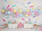Kate Pastels Ballons Paillettes Donut Cake Smash Toile de fond conçu par Melissa King - Kate Backdrop FR