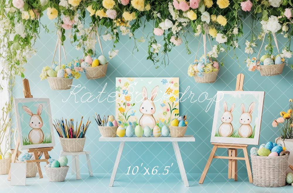 Kate Pâques Peinture Atelier Œufs Fleur Toile de fond conçue par Patty Roberts - Kate Backdrop FR