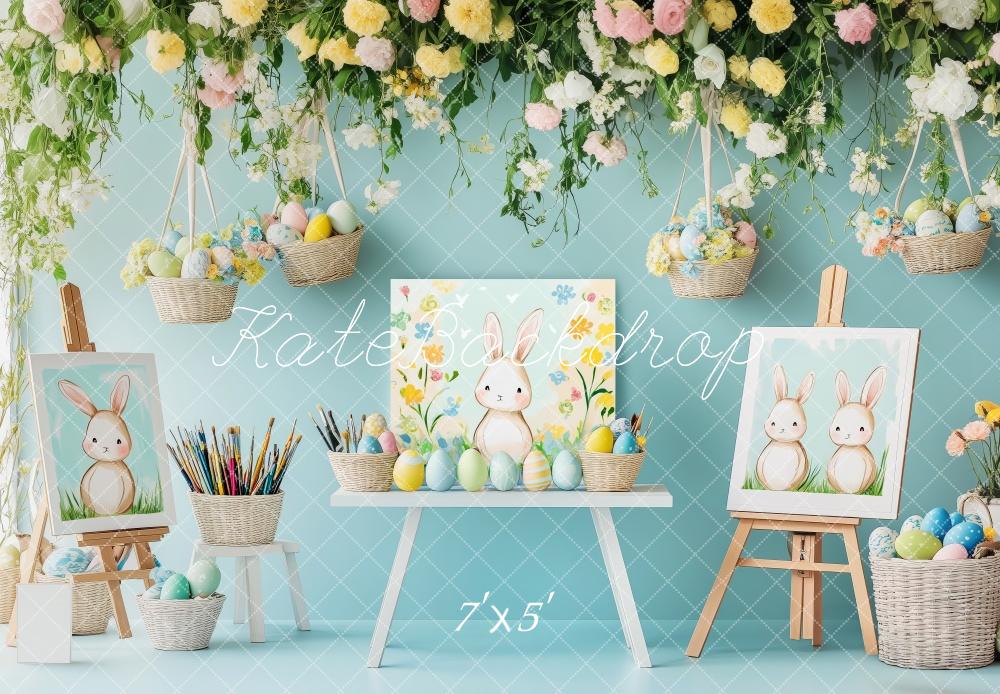 Kate Pâques Peinture Atelier Œufs Fleur Toile de fond conçue par Patty Roberts - Kate Backdrop FR