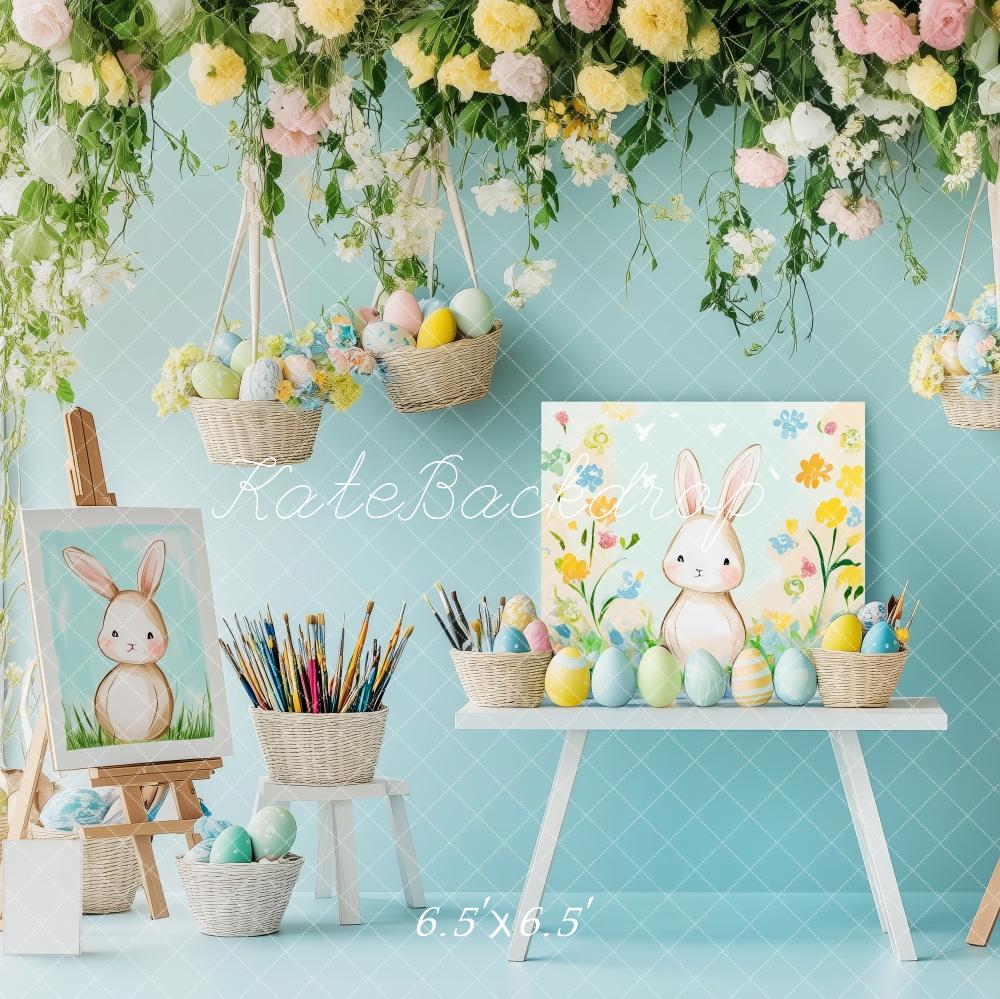 Kate Pâques Peinture Atelier Œufs Fleur Toile de fond conçue par Patty Roberts - Kate Backdrop FR
