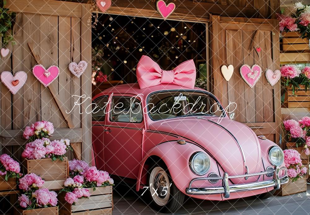 Kate Voiture Vintage Rose Saint-Valentin Toile de fond conçue par Patty Roberts - Kate Backdrop FR