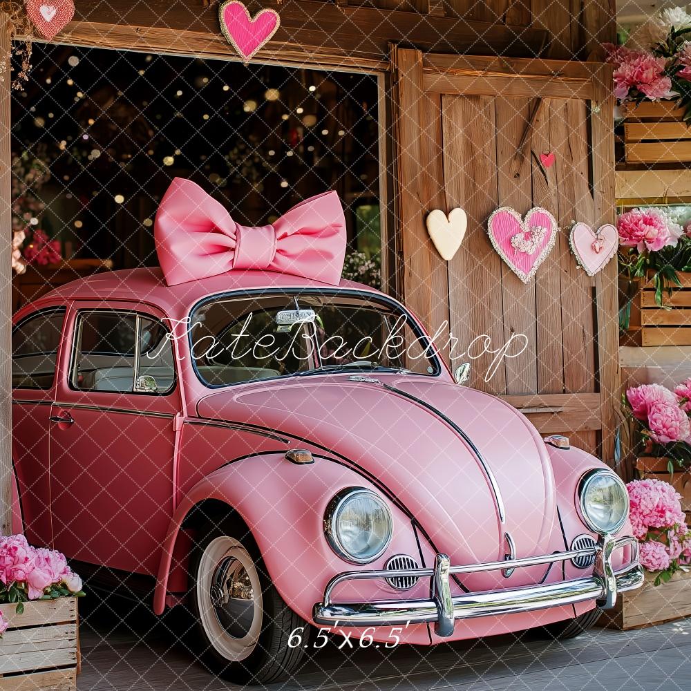 Kate Voiture Vintage Rose Saint-Valentin Toile de fond conçue par Patty Roberts - Kate Backdrop FR