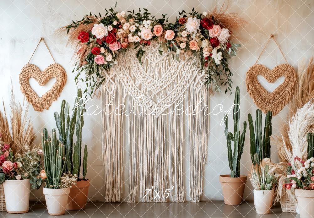 Kate Saint-Valentin Rustique Bohème Macramé Toile de fond conçue par Patty Roberts - Kate Backdrop FR