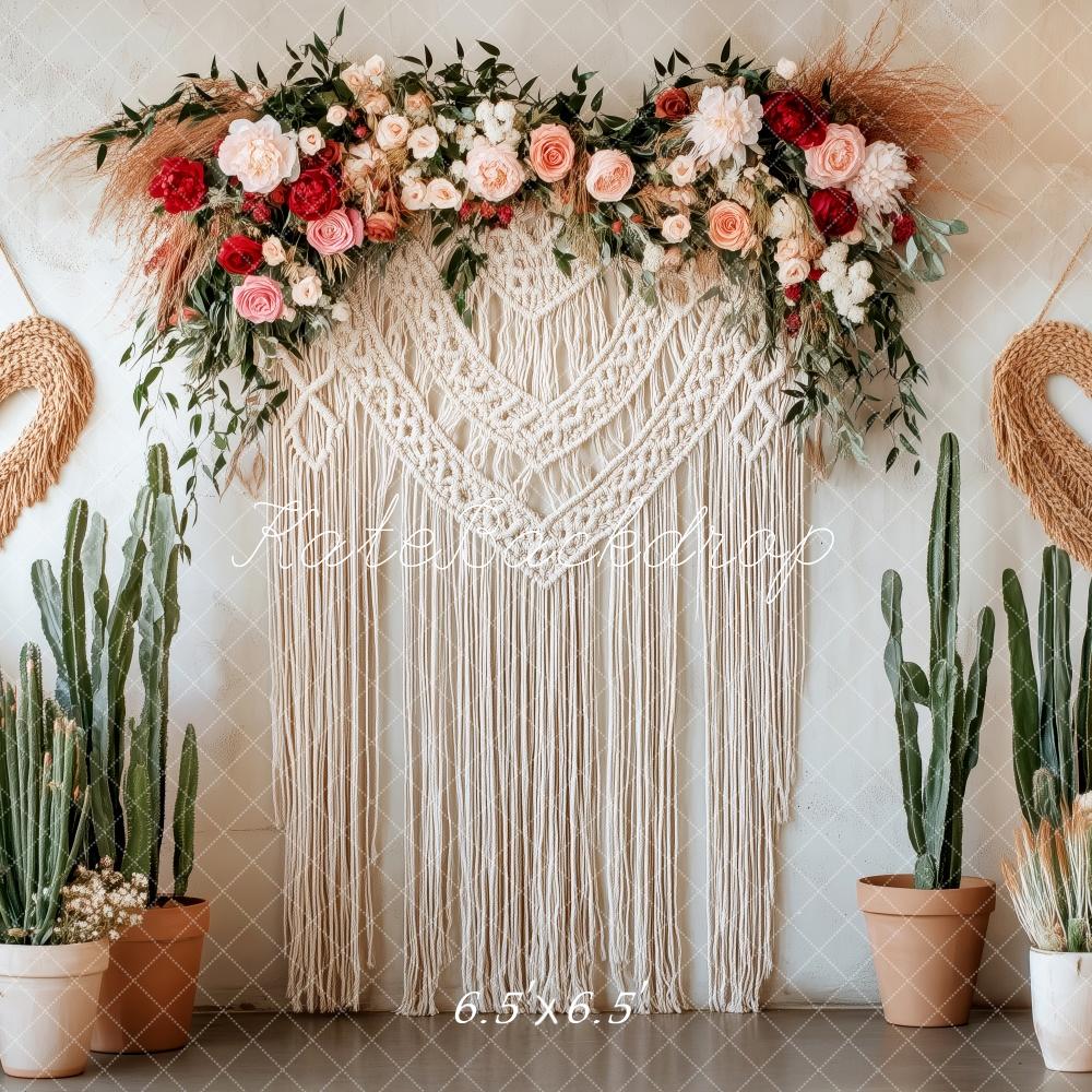 Kate Saint-Valentin Rustique Bohème Macramé Toile de fond conçue par Patty Roberts - Kate Backdrop FR