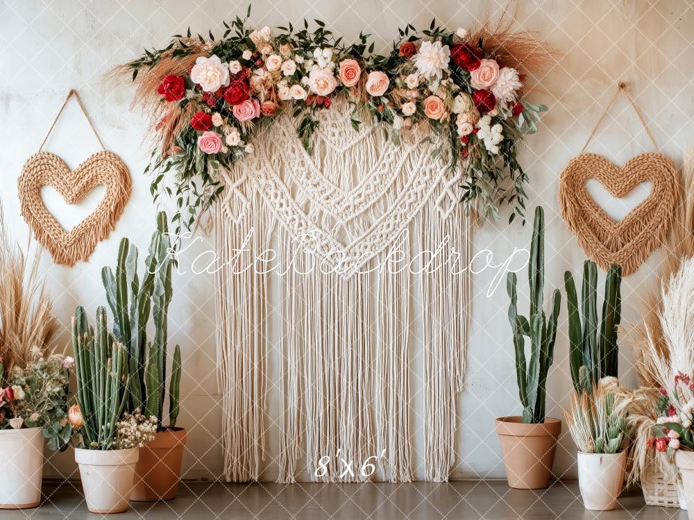 Kate Saint-Valentin Rustique Bohème Macramé Toile de fond conçue par Patty Roberts - Kate Backdrop FR