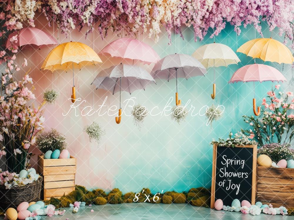 Kate Printemps Parapluie Jardin Fleurs Toile de fond conçue par Patty Roberts - Kate Backdrop FR