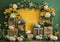 Kate Printemps Mouton Jaune Fleurs Toile de fond conçue par Patty Roberts - Kate Backdrop FR