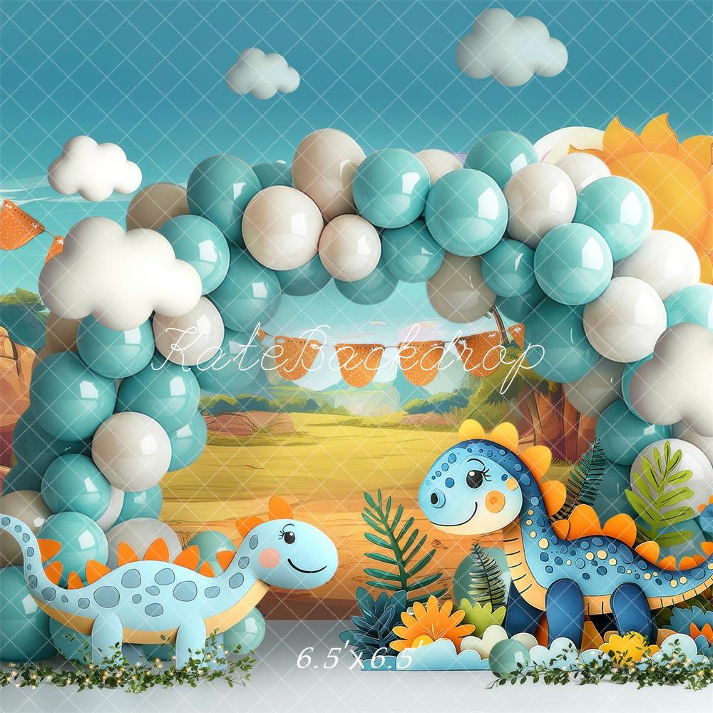 Kate Dinosaure Ballons Arche Cake Smash Toile de fond conçue par Laura Bybee - Kate Backdrop FR