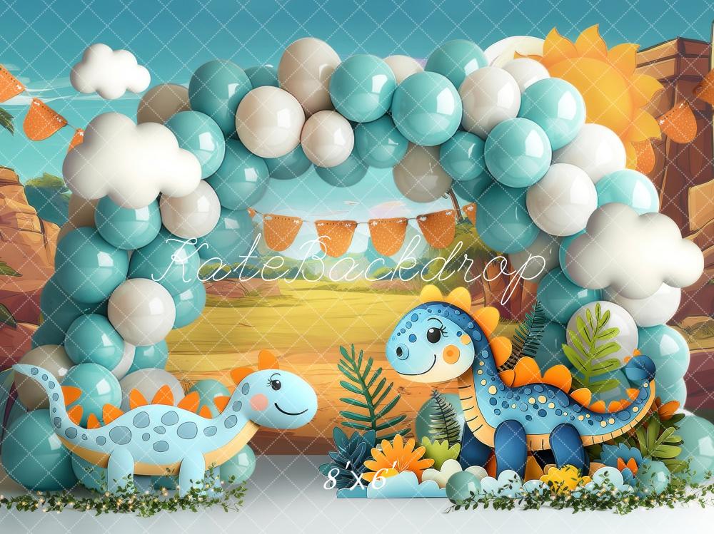 Kate Dinosaure Ballons Arche Cake Smash Toile de fond conçue par Laura Bybee - Kate Backdrop FR