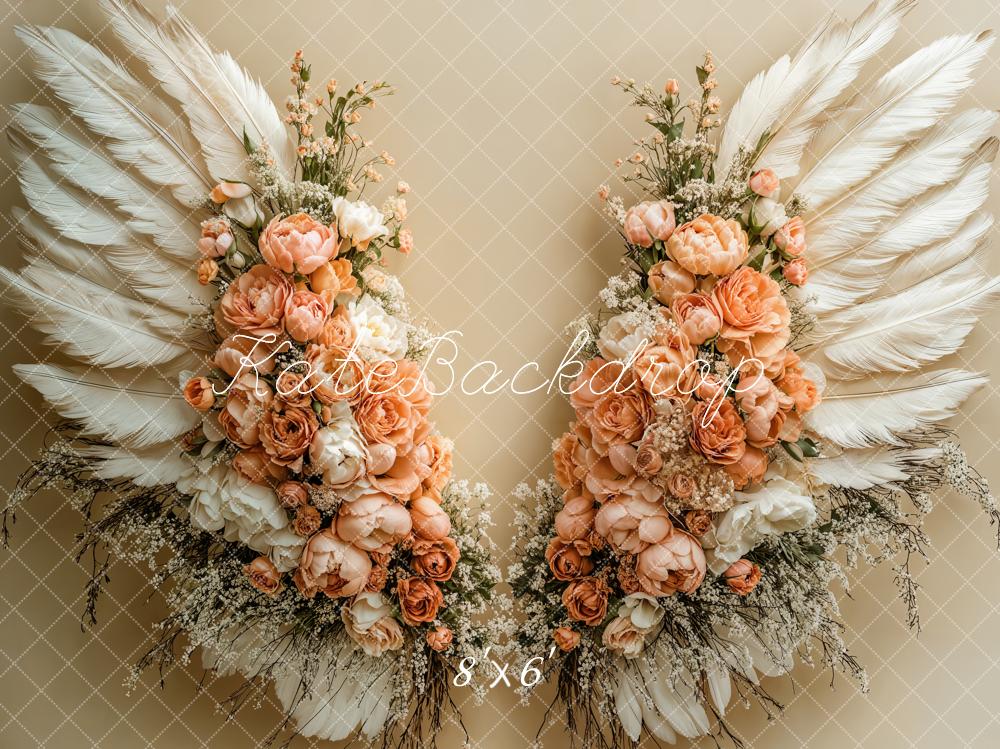 Kate Ailes en Plumes Fleurs Bébé Sol Toile de fond conçue par Emetselch - Kate Backdrop FR