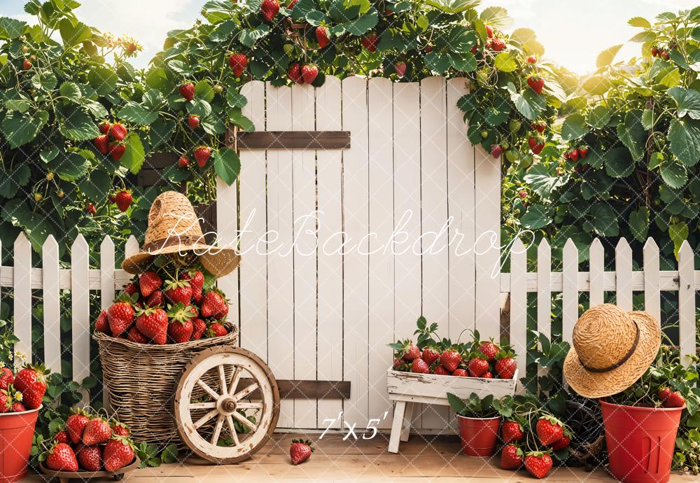 Kate Fraise Jardin Porte Rustique Panier Toile de fond conçue par Emetselch - Kate Backdrop FR