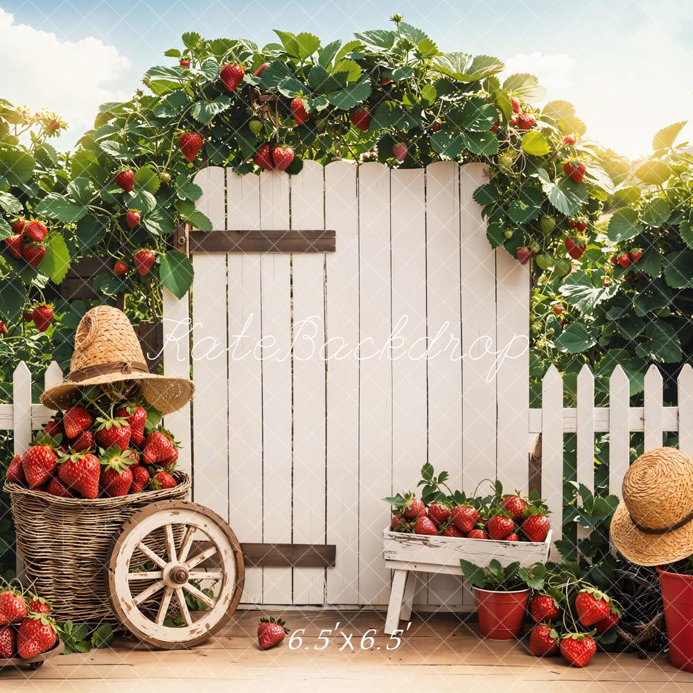 Kate Fraise Jardin Porte Rustique Panier Toile de fond conçue par Emetselch - Kate Backdrop FR