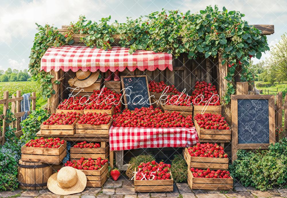 Kate Printemps Ferme de Fraises Marché Toile de fond conçue par Emetselch - Kate Backdrop FR