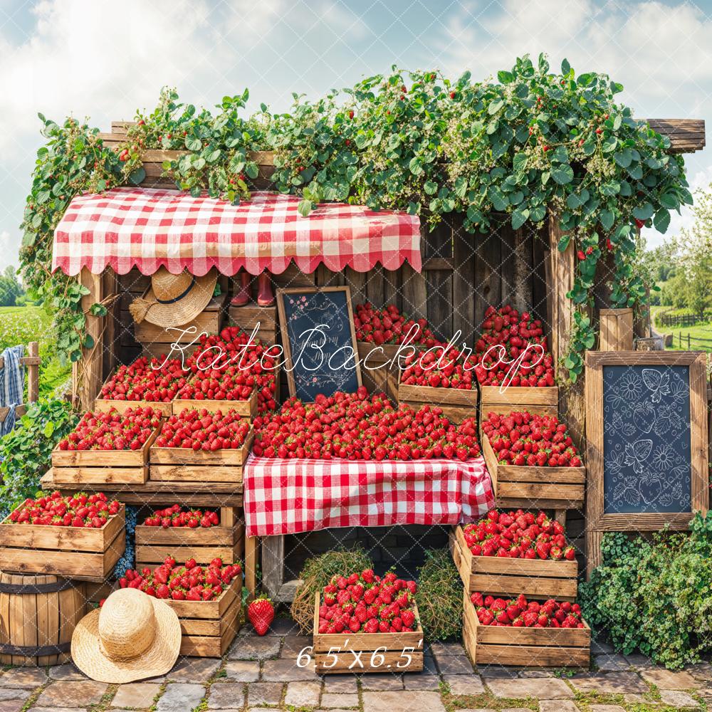 Kate Printemps Ferme de Fraises Marché Toile de fond conçue par Emetselch - Kate Backdrop FR