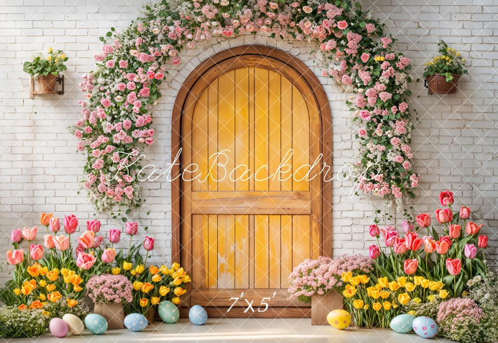 Kate Pâques Arche Fleurs Porte Jaune Toile de fond conçue par Emetselch - Kate Backdrop FR