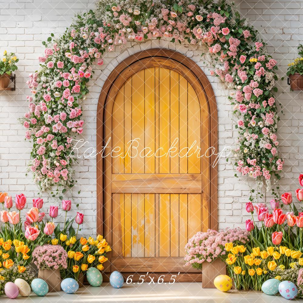 Kate Pâques Arche Fleurs Porte Jaune Toile de fond conçue par Emetselch - Kate Backdrop FR