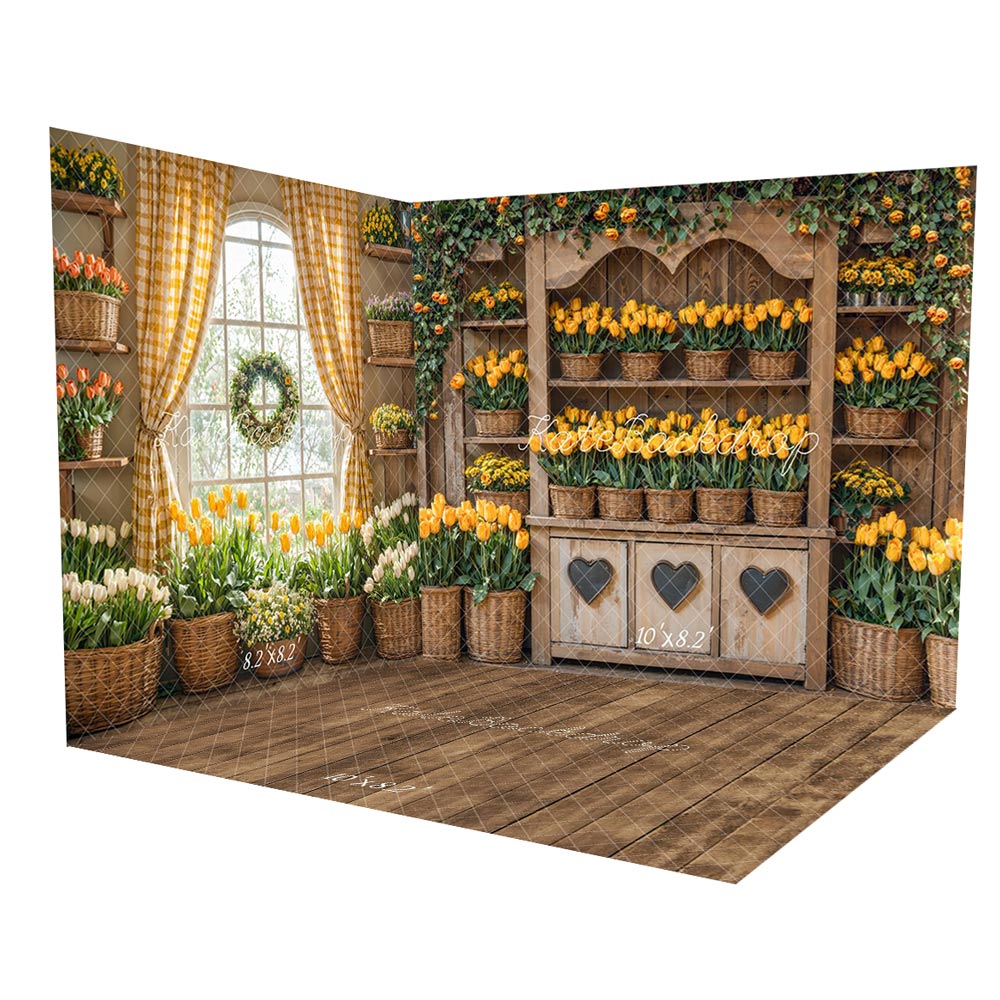 Kate Printemps Rustique Tulipe Étagère à Fleurs Ensemble de chambre - Kate Backdrop FR