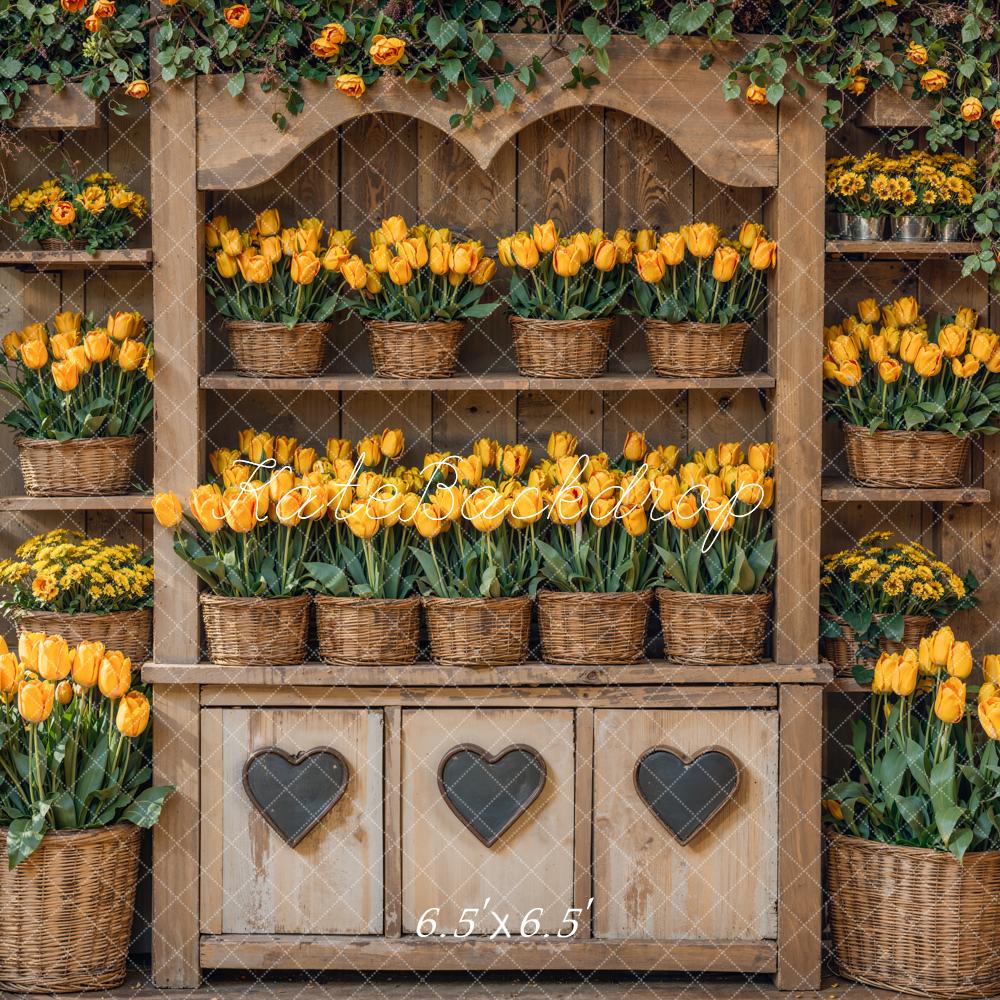 Kate Printemps Tulipe Étagère à Fleurs Rustique Toile de fond conçue par Emetselch - Kate Backdrop FR
