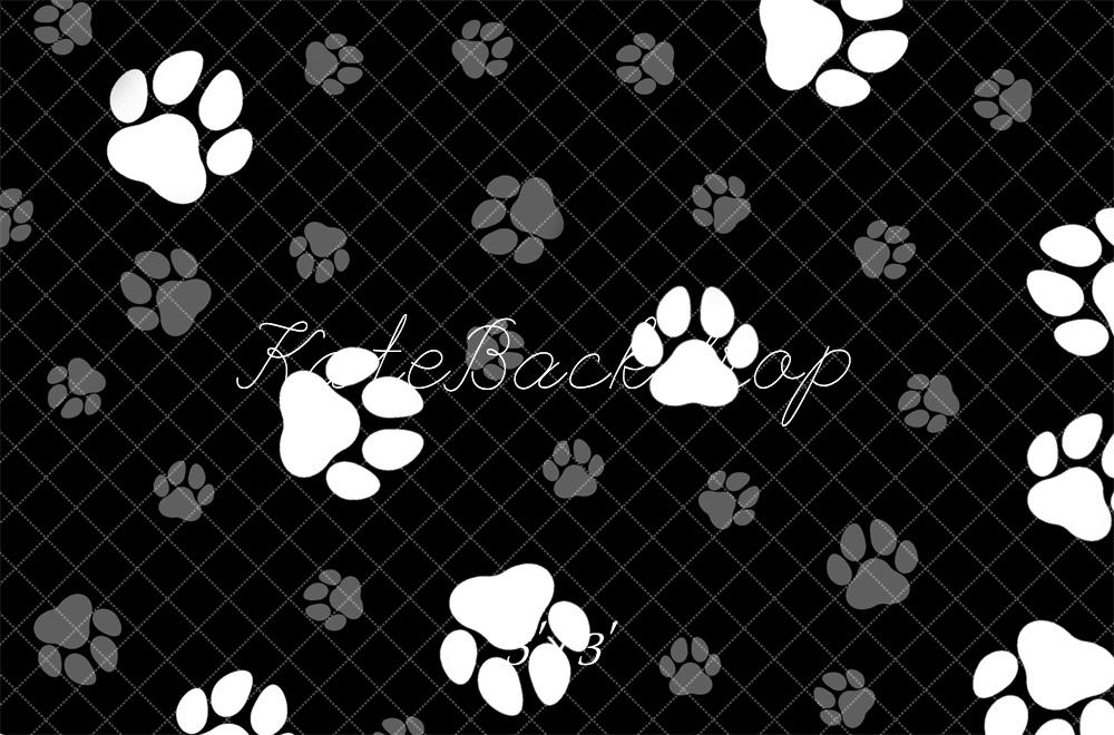Kate Noir & Blanc Motif de Patte Toile de fond conçue par Mandy Ringe - Kate Backdrop FR
