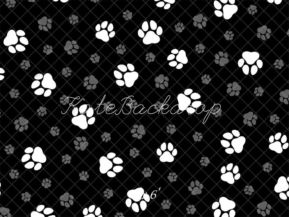 Kate Noir & Blanc Motif de Patte Toile de fond conçue par Mandy Ringe - Kate Backdrop FR