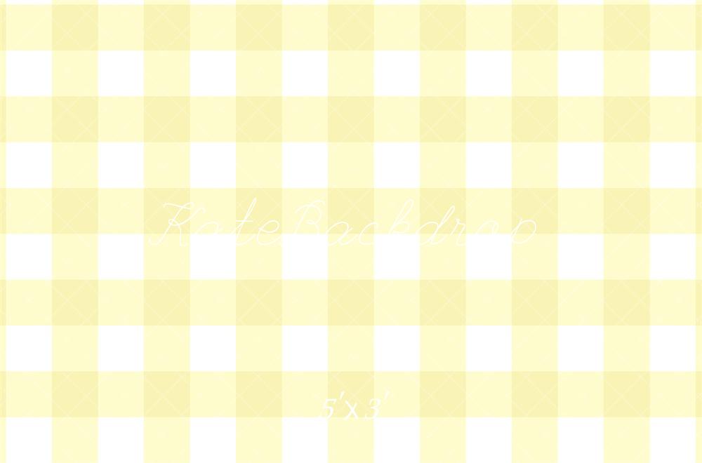 Kate Jaune Pastel Motif à Carreaux Toile de fond conçue par Mandy Ringe - Kate Backdrop FR