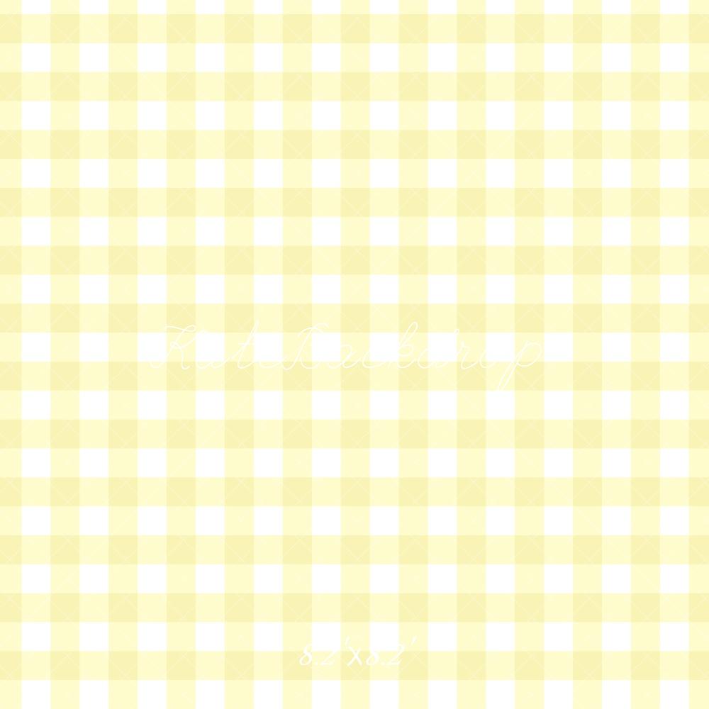 Kate Jaune Pastel Motif à Carreaux Toile de fond conçue par Mandy Ringe - Kate Backdrop FR