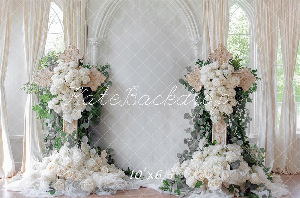 Kate Mariage Croix Fleurs Rideaux Toile de fond conçue par Mini MakeBelieve - Kate Backdrop FR