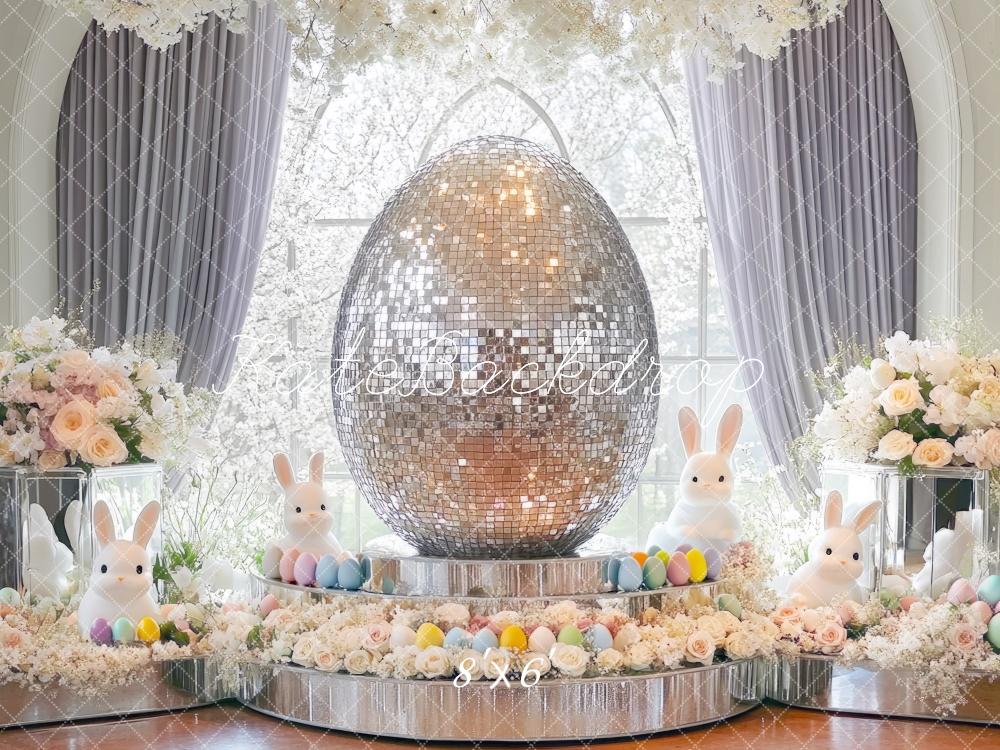 Kate Pâques Lapin Œufs Disco Fenêtre Toile de fond conçue par Mini MakeBelieve - Kate Backdrop FR