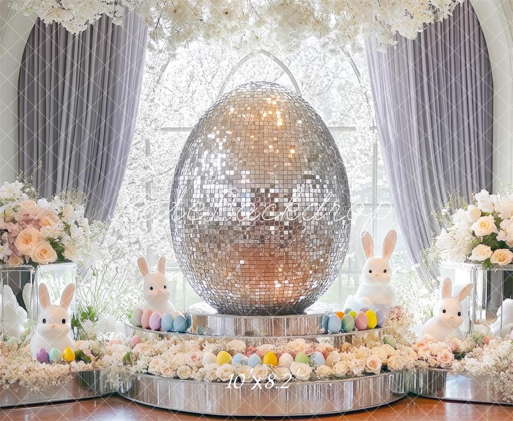 Kate Pâques Lapin Œufs Disco Fenêtre Toile de fond conçue par Mini MakeBelieve - Kate Backdrop FR