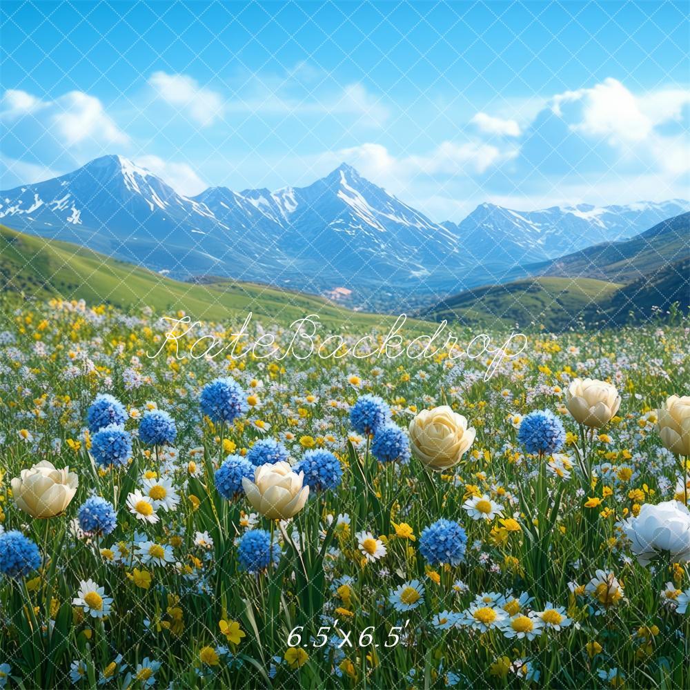 Kate Printemps Montagne Fleurs Toile de fond conçue par Mini MakeBelieve - Kate Backdrop FR