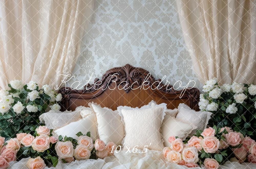 Kate Saint Valentin Élégant Fleur Tête de lit Toile de fond conçue par Mini MakeBelieve - Kate Backdrop FR