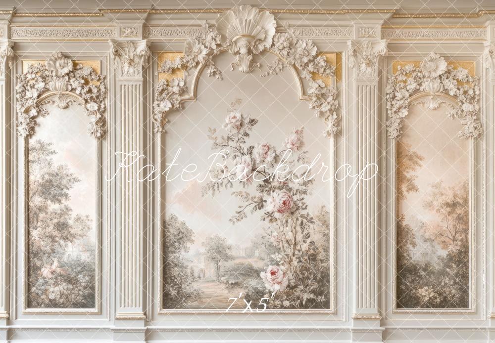 Kate Beaux-Arts Intérieur Mur Vintage Floral Toile de fond conçue par Mini MakeBelieve - Kate Backdrop FR
