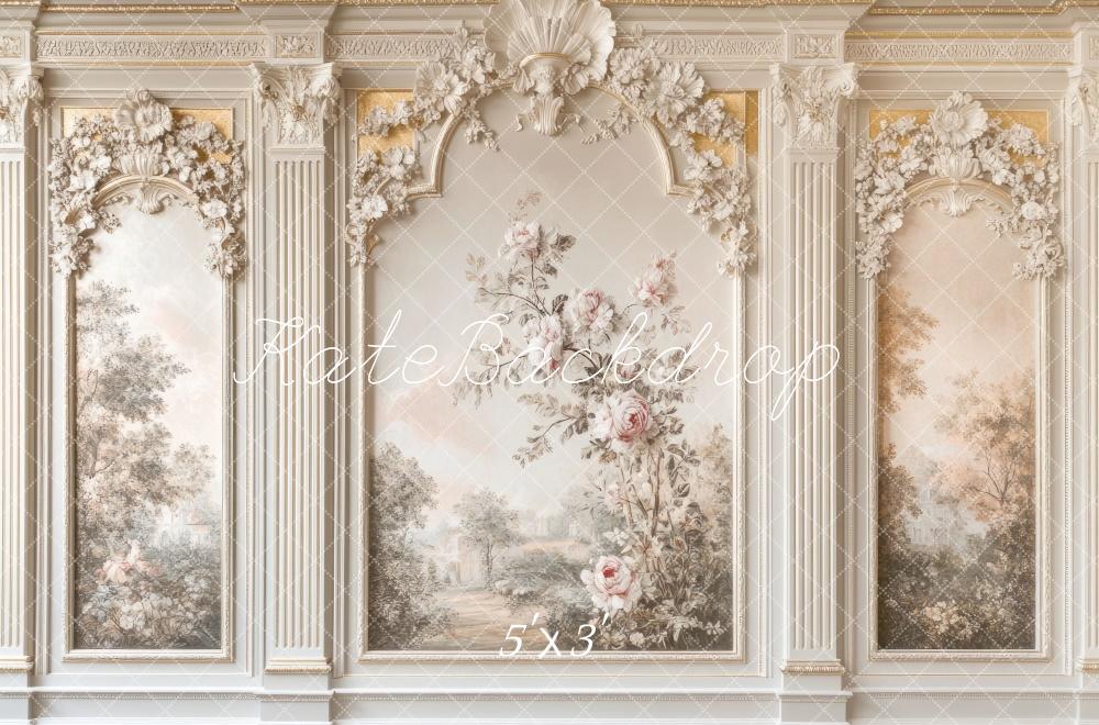 Kate Beaux-Arts Intérieur Mur Vintage Floral Toile de fond conçue par Mini MakeBelieve - Kate Backdrop FR