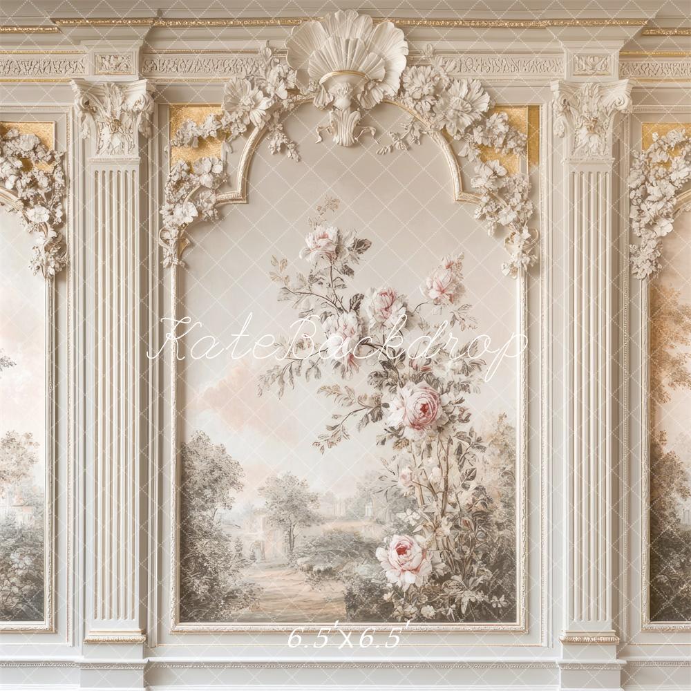 Kate Beaux-Arts Intérieur Mur Vintage Floral Toile de fond conçue par Mini MakeBelieve - Kate Backdrop FR