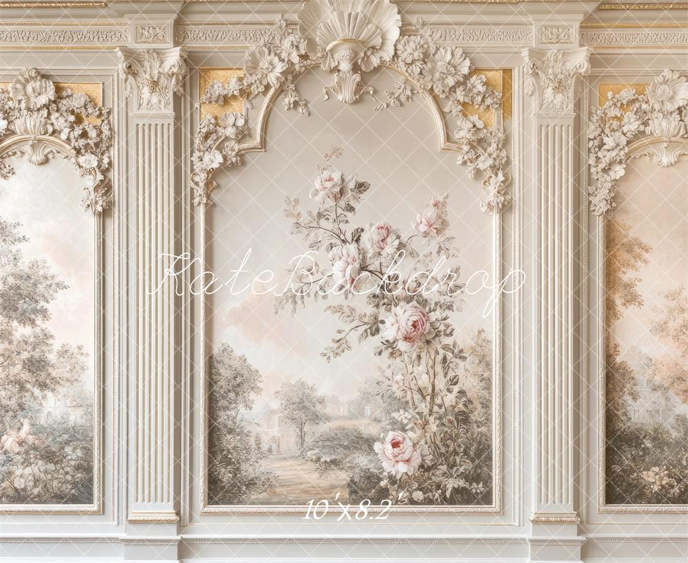 Kate Beaux-Arts Intérieur Mur Vintage Floral Toile de fond conçue par Mini MakeBelieve - Kate Backdrop FR
