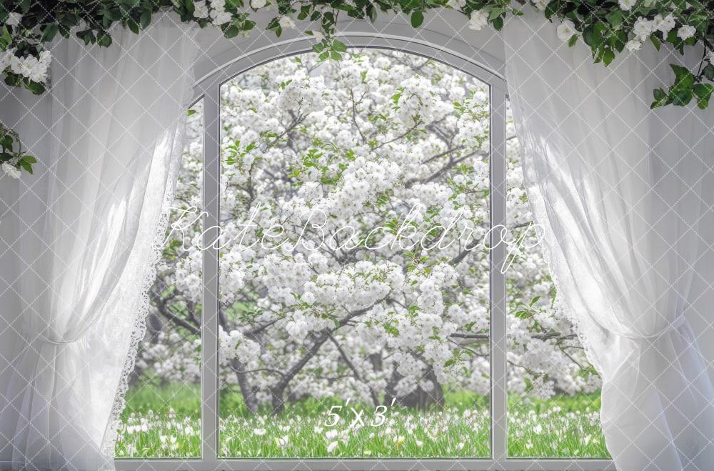 Kate Printemps Fleurs de cerisier Fenêtre Toile de fond conçue par Mini MakeBelieve - Kate Backdrop FR