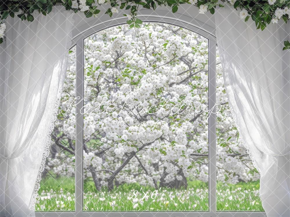 Kate Printemps Fleurs de cerisier Fenêtre Toile de fond conçue par Mini MakeBelieve - Kate Backdrop FR