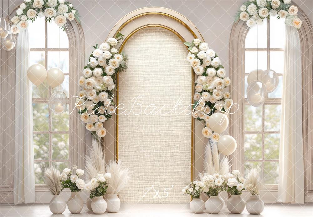 Kate Mariage Fleurs Arche Linge Fenêtre Toile de fond conçue par Mini MakeBelieve - Kate Backdrop FR