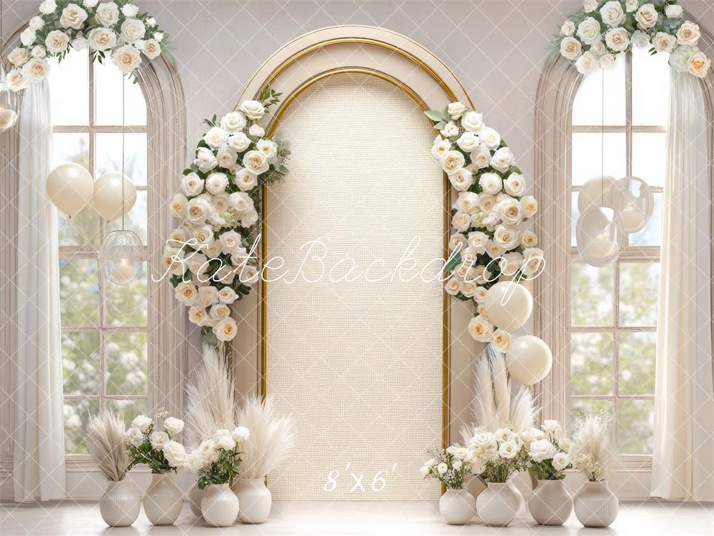 Kate Mariage Fleurs Arche Linge Fenêtre Toile de fond conçue par Mini MakeBelieve - Kate Backdrop FR