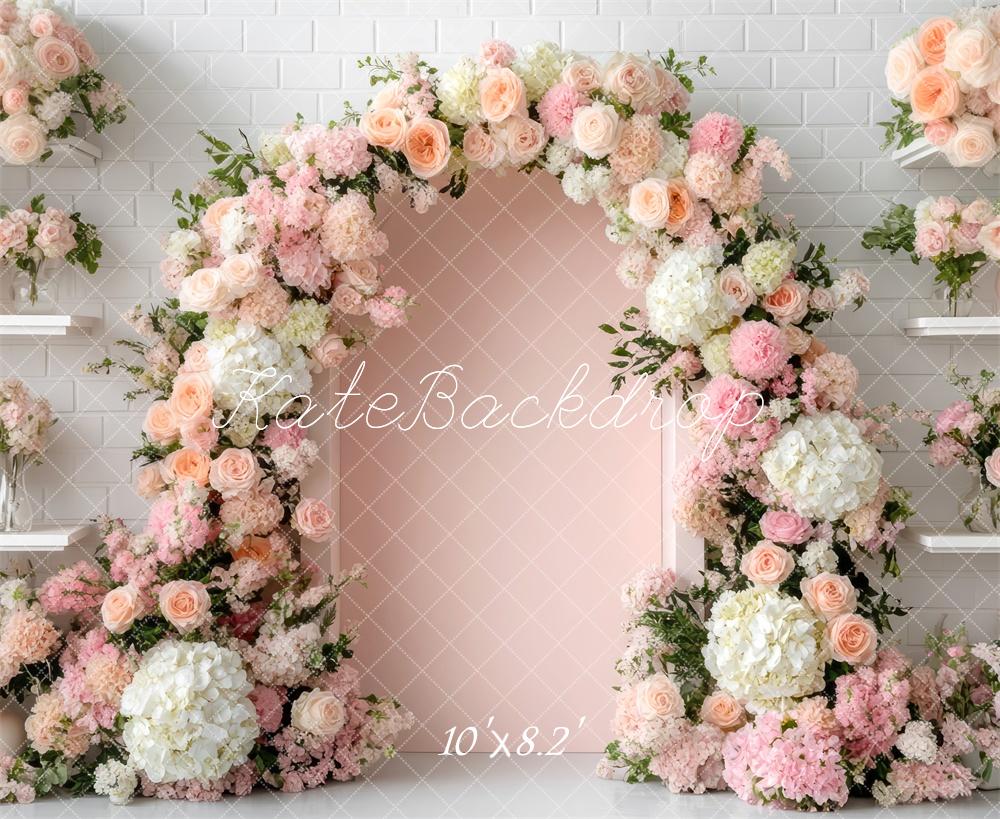 Kate Mariage Printemps Fleur Arche Rose Toile de fond conçue par Mini MakeBelieve - Kate Backdrop FR