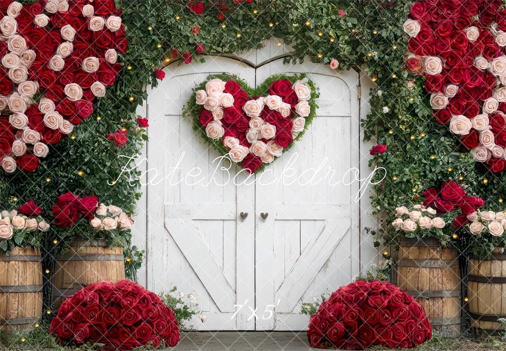 Kate Saint Valentin Roses Grange Porte Toile de fond conçue par Mini MakeBelieve - Kate Backdrop FR